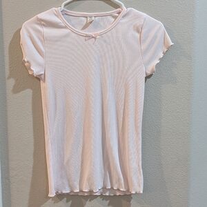 Sweet Butterfly Light Pink Ribbed Tee